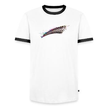 colorful car tire tread brake track graffiti - Men's Ringer Shirt - white/black - Front - AI Model Female 172 light (172cm) & AI Model Male 178 dark (178cm)