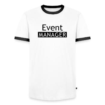 Event Manager Bar - Men's Ringer Shirt - white/black - Front - AI Model Female 172 light (172cm) & AI Model Male 178 dark (178cm)