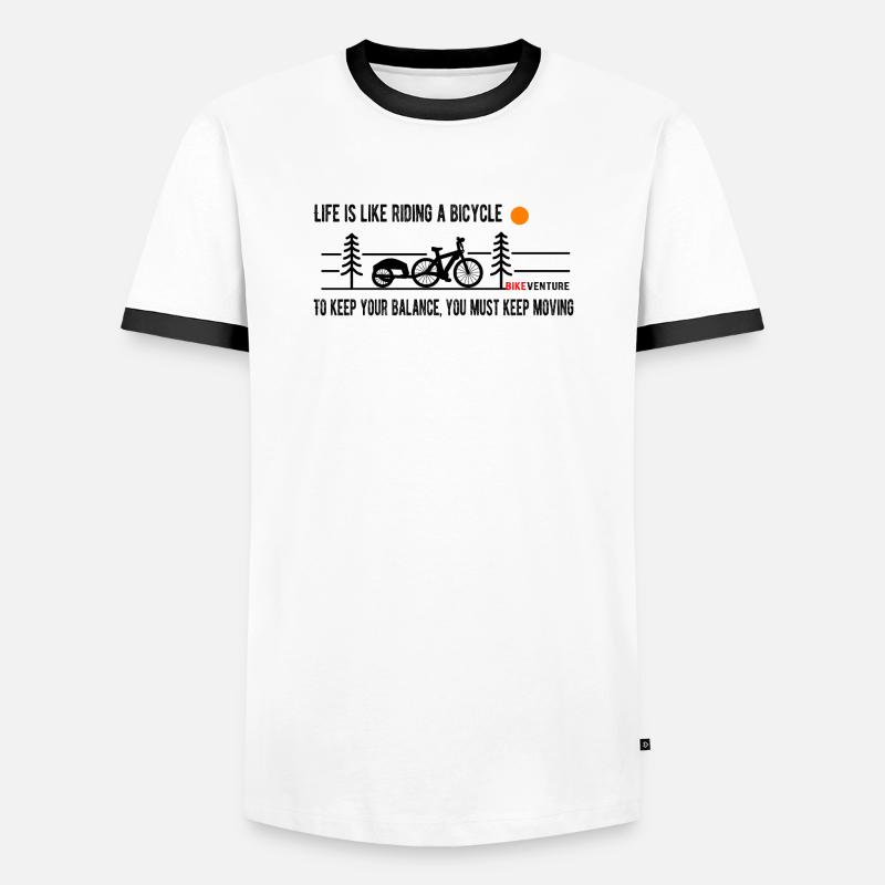 Fahrrad Reise Abenteuer - Männer Kontrast-T-Shirt - Weiß/Schwarz