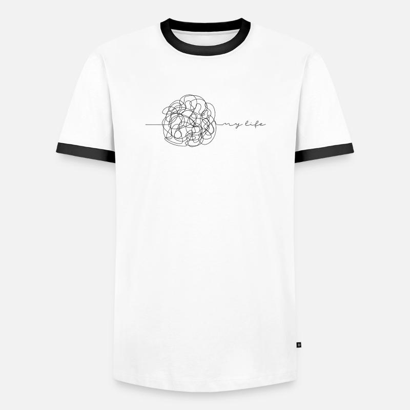 Mein Leben - Männer Kontrast-T-Shirt - Weiß/Schwarz