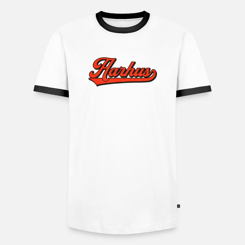 Aarhus Retro Lettering – Denmark Style - Men's Ringer Shirt - white/black