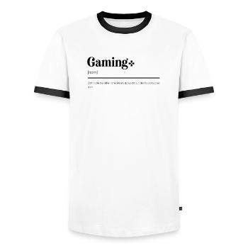 Cadeaux Gaming : Des définitions hilarantes gamer - T-shirt contrasté Homme - blanc/noir - Devant - AI Model Female 172 light (172cm) & AI Model Male 178 dark (178cm)