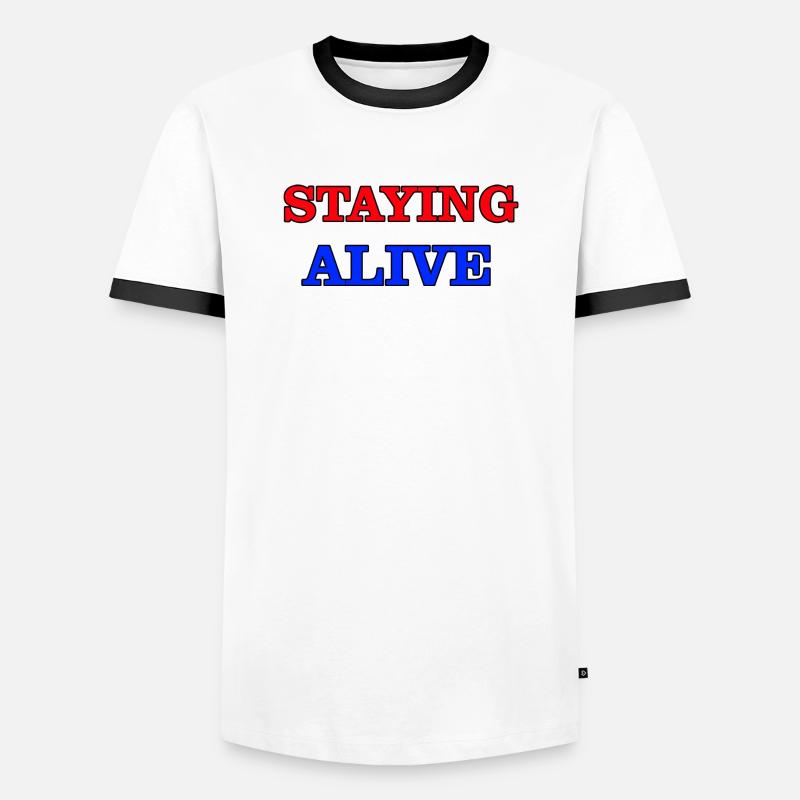 Staying Alive - Men's Ringer Shirt - white/black