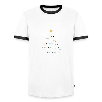 Meowy Christmas Fluffer Cat Katze Weihnachten - Männer Kontrast-T-Shirt - Weiß/Schwarz - Vorne - AI Model Female 172 light (172cm) & AI Model Male 178 dark (178cm)