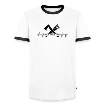 selfmade man Symbol Logo Herzschlag Handwerker - Männer Kontrast-T-Shirt - Weiß/Schwarz - Vorne - AI Model Female 172 light (172cm) & AI Model Male 178 dark (178cm)