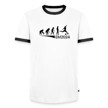 Icône de l’équipe des fans de football de l’ Evolution - T-shirt contrasté Homme - blanc/noir - Devant - AI Model Female 172 light (172cm) & AI Model Male 178 dark (178cm)