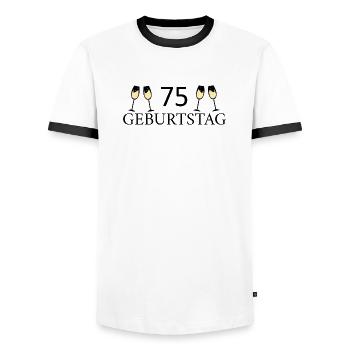 75th birthday 75 years - Men's Ringer Shirt - white/black - Front - AI Model Female 172 light (172cm) & AI Model Male 178 dark (178cm)