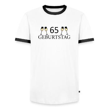 65.Geburtstag 65 Jahre - Männer Kontrast-T-Shirt - Weiß/Schwarz - Vorne - AI Model Female 172 light (172cm) & AI Model Male 178 dark (178cm)