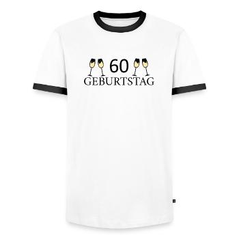 60th birthday 60 years - Men's Ringer Shirt - white/black - Front - AI Model Female 172 light (172cm) & AI Model Male 178 dark (178cm)