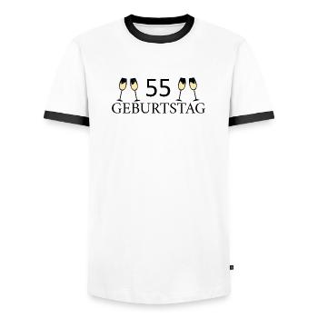 55.Geburtstag 55 Jahre - Männer Kontrast-T-Shirt - Weiß/Schwarz - Vorne - AI Model Female 172 light (172cm) & AI Model Male 178 dark (178cm)