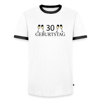 30e anniversaire 30 ans - T-shirt contrasté Homme - blanc/noir - Devant - AI Model Female 172 light (172cm) & AI Model Male 178 dark (178cm)