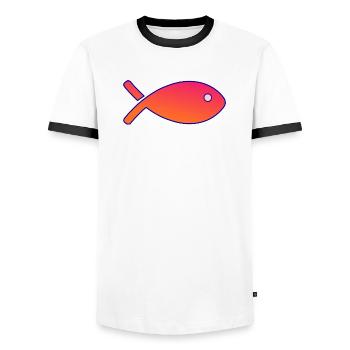 FISCH. SARDINE. FISCH. APRILSCHERZ. MEER - Männer Kontrast-T-Shirt - Weiß/Schwarz - Vorne - AI Model Female 172 light (172cm) & AI Model Male 178 dark (178cm)