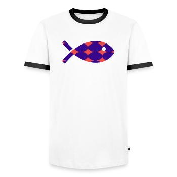 POISSON - T-shirt contrasté Homme - blanc/noir - Devant - AI Model Female 172 light (172cm) & AI Model Male 178 dark (178cm)