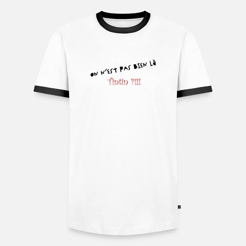 Wir sind nicht hier - Männer Kontrast-T-Shirt - Weiß/Schwarz