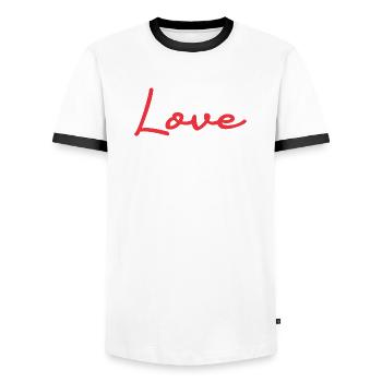 ICH LIEBE DICH. LIEBE. PAAR. GERADE VERHEIRATET. Junggesellinnenabschied - Männer Kontrast-T-Shirt - Weiß/Schwarz - Vorne - AI Model Female 172 light (172cm) & AI Model Male 178 dark (178cm)