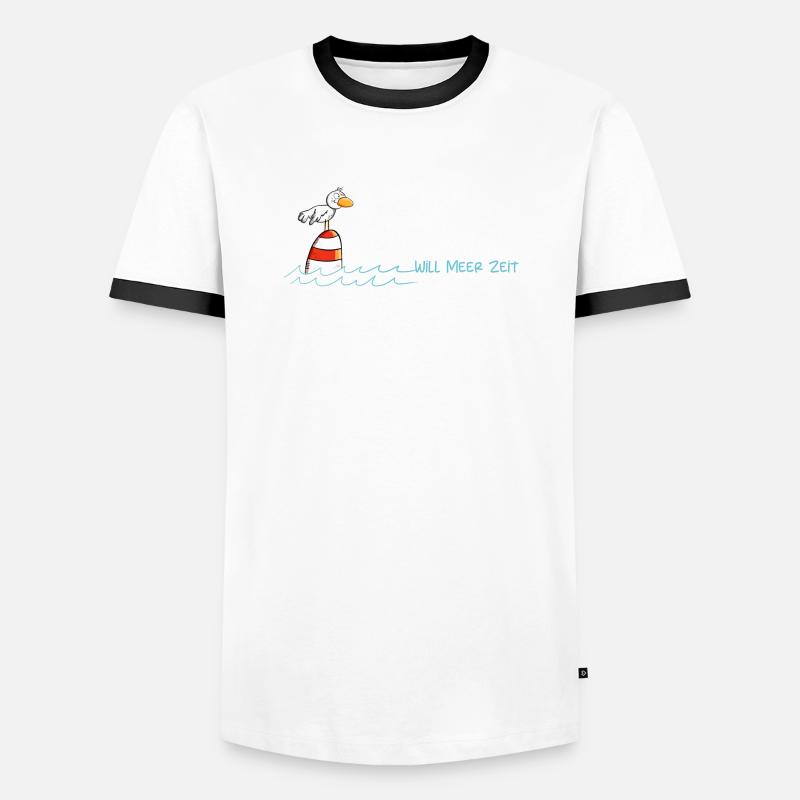 Drollige Möwe Will Meer Zeit - Männer Kontrast-T-Shirt - Weiß/Schwarz