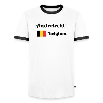 Anderlecht Belgium- Stylish prints - Men's Ringer Shirt - white/black - Front - AI Model Female 172 light (172cm) & AI Model Male 178 dark (178cm)
