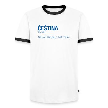 CESTINA Tschechisch Tschechien - Männer Kontrast-T-Shirt - Weiß/Schwarz - Vorne - AI Model Female 172 light (172cm) & AI Model Male 178 dark (178cm)