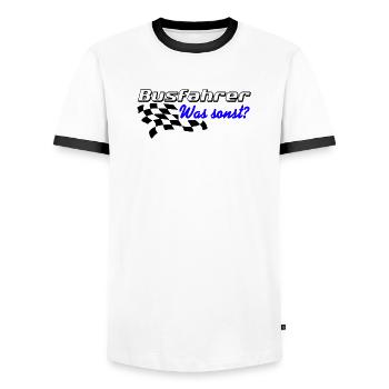 Chauffeur de bus, what else ? .......................... - T-shirt contrasté Homme - blanc/noir - Devant - AI Model Female 172 light (172cm) & AI Model Male 178 dark (178cm)