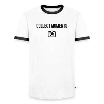 Collect Moments – Adventure Shirt - Men's Ringer Shirt - white/black - Front - AI Model Female 172 light (172cm) & AI Model Male 178 dark (178cm)