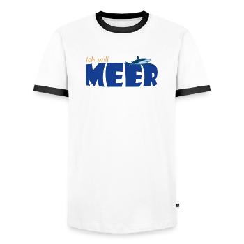 ICH WILL MEER - Männer Kontrast-T-Shirt - Weiß/Schwarz - Vorne - AI Model Female 172 light (172cm) & AI Model Male 178 dark (178cm)