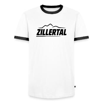 Zillertal - Souvenir Design - T-shirt contrasté Homme - blanc/noir - Devant - AI Model Female 172 light (172cm) & AI Model Male 178 dark (178cm)