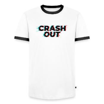 Crash Out – Glitch-Stil Schwarz Rot Cyan - Männer Kontrast-T-Shirt - Weiß/Schwarz - Vorne - AI Model Female 172 light (172cm) & AI Model Male 178 dark (178cm)