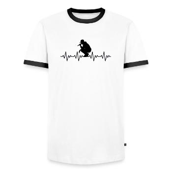 Rapper rappen MC Microphone Checker EKG Herzschlag - Männer Kontrast-T-Shirt - Weiß/Schwarz - Vorne - AI Model Female 172 light (172cm) & AI Model Male 178 dark (178cm)