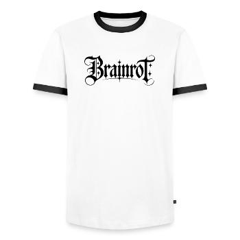 Brainrot - Funny Gen Alpha Memes - Men's Ringer Shirt - white/black - Front - AI Model Female 172 light (172cm) & AI Model Male 178 dark (178cm)