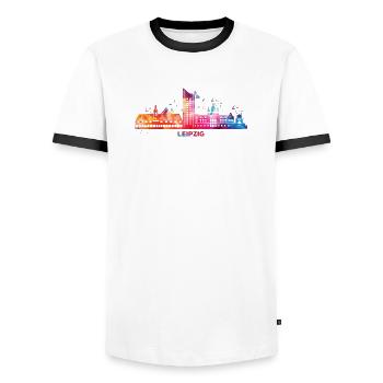 Leipzig Horizon Paysage urbain coloré Leipzig - T-shirt contrasté Homme - blanc/noir - Devant - AI Model Female 172 light (172cm) & AI Model Male 178 dark (178cm)