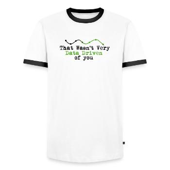Datengetriebenes Graphline-Logo - Männer Kontrast-T-Shirt - Weiß/Schwarz - Vorne - AI Model Female 172 light (172cm) & AI Model Male 178 dark (178cm)