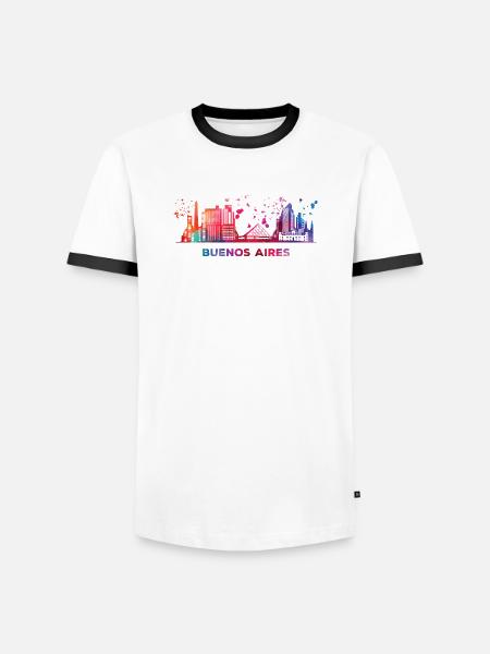Portenos Skyline Buenos Aires - Männer Kontrast-T-Shirt - Weiß/Schwarz