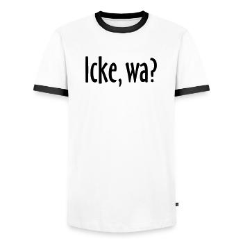 Berlin Spruch: Icke, wa? - Männer Kontrast-T-Shirt - Weiß/Schwarz - Vorne - AI Model Female 172 light (172cm) & AI Model Male 178 dark (178cm)