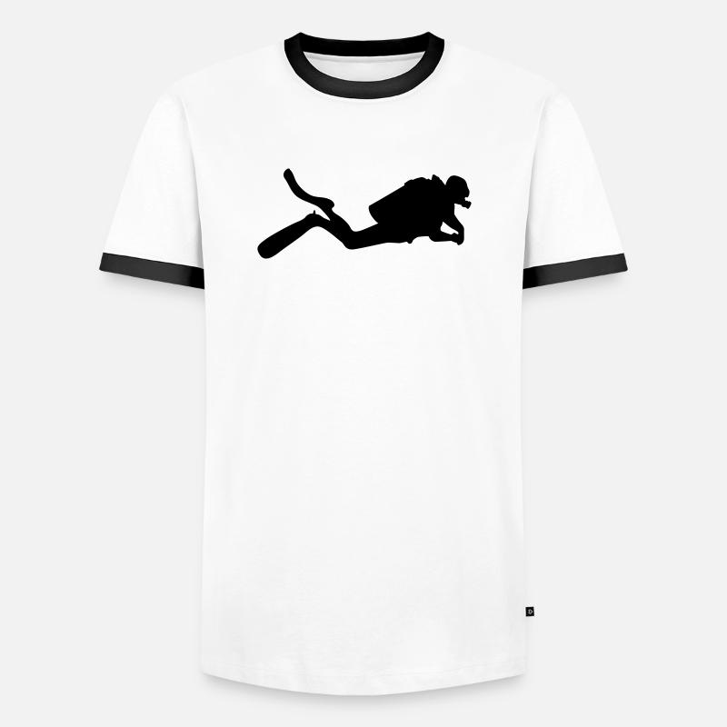 Gerätetauchen - Männer Kontrast-T-Shirt - Weiß/Schwarz