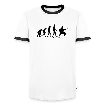 Jujutsu / Ju-jitsu / Jūjutsu / Kampfkünste / Kampf - Männer Kontrast-T-Shirt - Weiß/Schwarz - Vorne - AI Model Female 172 light (172cm) & AI Model Male 178 dark (178cm)