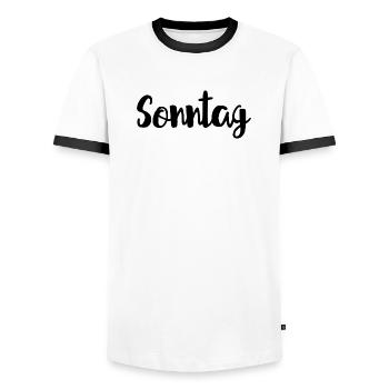 Sonntag Woche Wochenende - Männer Kontrast-T-Shirt - Weiß/Schwarz - Vorne - AI Model Female 172 light (172cm) & AI Model Male 178 dark (178cm)
