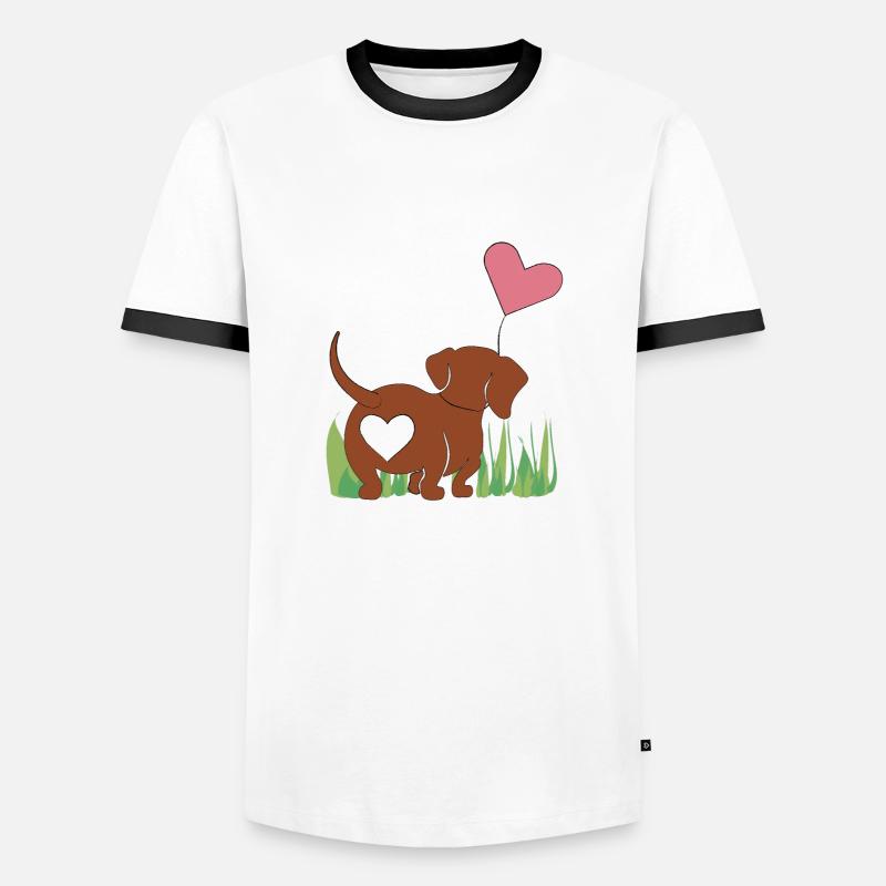 Dackel mit Herz - Geschenk - Geschenkidee - Männer Kontrast-T-Shirt - Weiß/Schwarz