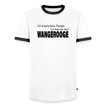 Therapie WANGEROOGE - Männer Kontrast-T-Shirt - Weiß/Schwarz - Vorne - AI Model Female 172 light (172cm) & AI Model Male 178 dark (178cm)