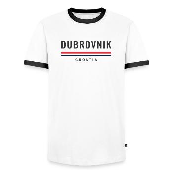 Ville de Dubrovnik, Croatie - T-shirt contrasté Homme - blanc/noir - Devant - AI Model Female 172 light (172cm) & AI Model Male 178 dark (178cm)
