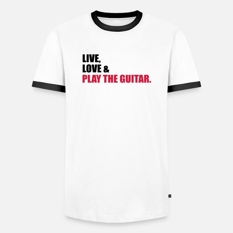 Gitarre - Männer Kontrast-T-Shirt - Weiß/Schwarz