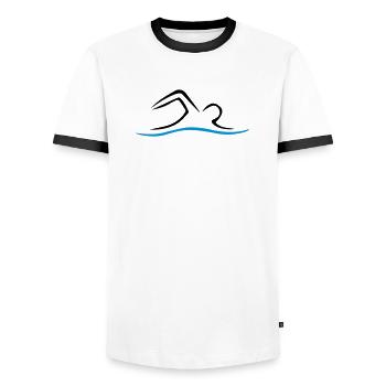 NAGE - T-shirt contrasté Homme - blanc/noir - Devant - AI Model Female 172 light (172cm) & AI Model Male 178 dark (178cm)