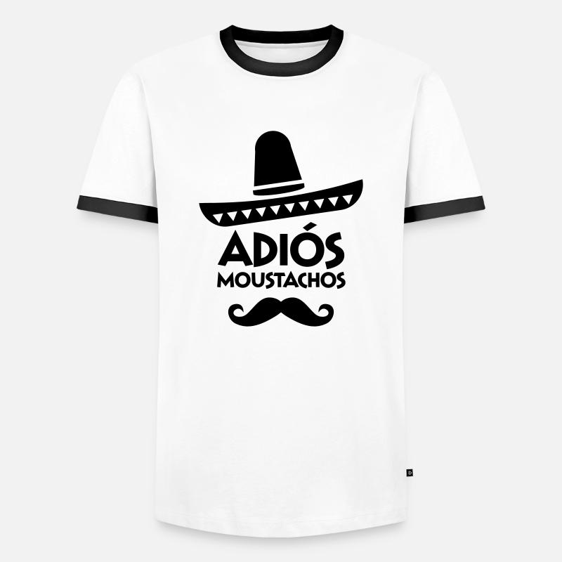 Adiós Moustachos - Männer Kontrast-T-Shirt - Weiß/Schwarz