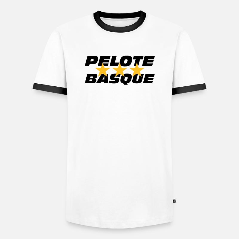 Basque pelota - Men's Ringer Shirt - white/black
