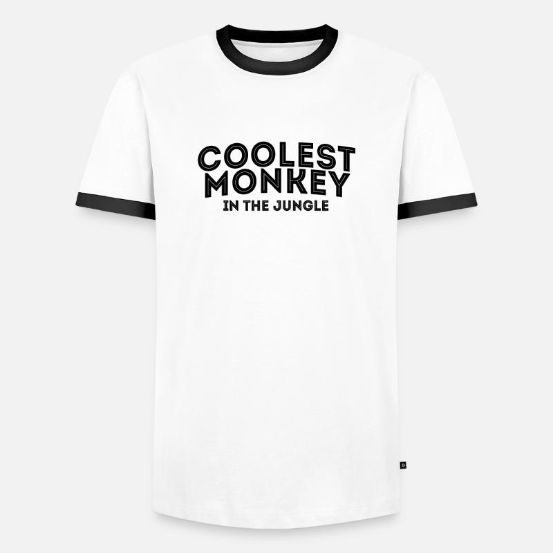 Cool monkey - Men's Ringer Shirt - white/black