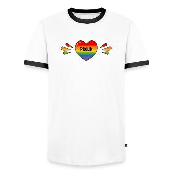Rainbow LGBT Proud Heart - Men's Ringer Shirt - white/black - Front - AI Model Female 172 light (172cm) & AI Model Male 178 dark (178cm)