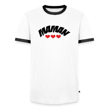 Mom / Mother's Day - Men's Ringer Shirt - white/black - Front - AI Model Female 172 light (172cm) & AI Model Male 178 dark (178cm)