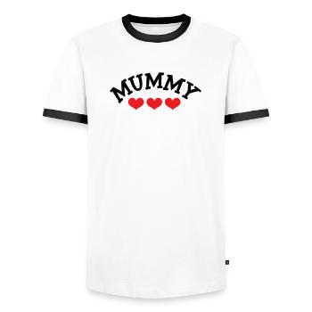 Mom / Mother's Day - Men's Ringer Shirt - white/black - Front - AI Model Female 172 light (172cm) & AI Model Male 178 dark (178cm)