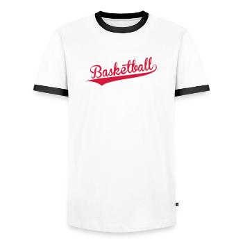 Basketball - Basket Ball - Game - Sport - Player - Men's Ringer Shirt - white/black - Front - AI Model Female 172 light (172cm) & AI Model Male 178 dark (178cm)