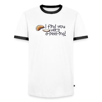 A-peel-ing - Men's Ringer Shirt - white/black - Front - AI Model Female 172 light (172cm) & AI Model Male 178 dark (178cm)