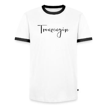 Trauzeugin Freundin Junggesellinnenabschied - Männer Kontrast-T-Shirt - Weiß/Schwarz - Vorne - AI Model Female 172 light (172cm) & AI Model Male 178 dark (178cm)